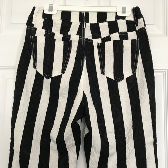 Tricotto Stripe Jeans Pants Women’s Size 6/S Black White Punk Alt Goth Pockets - Picture 3 of 16